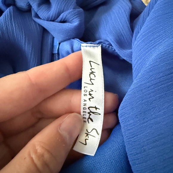 Lucy in the Sky Blue Pleated Wrap Sundress - Picture 5 of 5